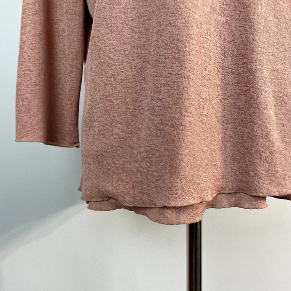 J. Jill Top Womens XL Tan Brown Mesh V-Neck Layered Sheer 3/4 Sleeve Blouse‎ - Picture 5 of 12